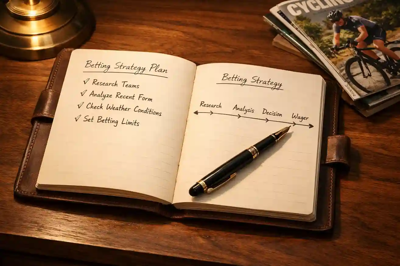 Notitieboek met wedstrategie planning en pen