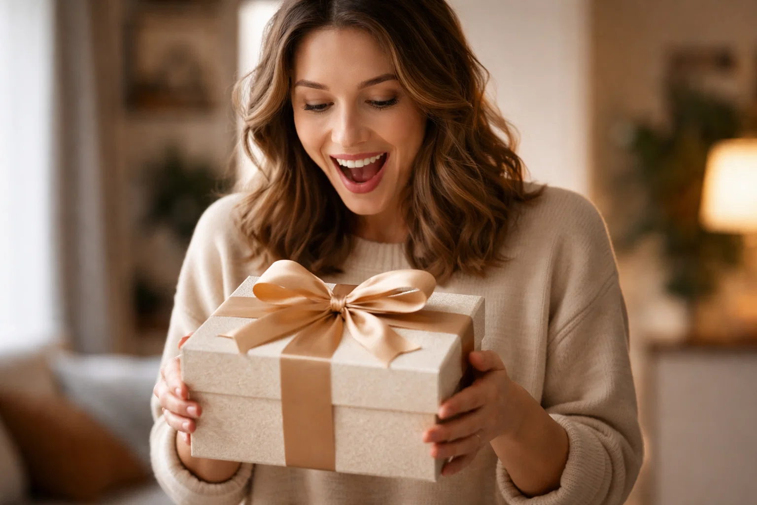 Persoon ontvangt geschenkverpakking als welkomstbonus