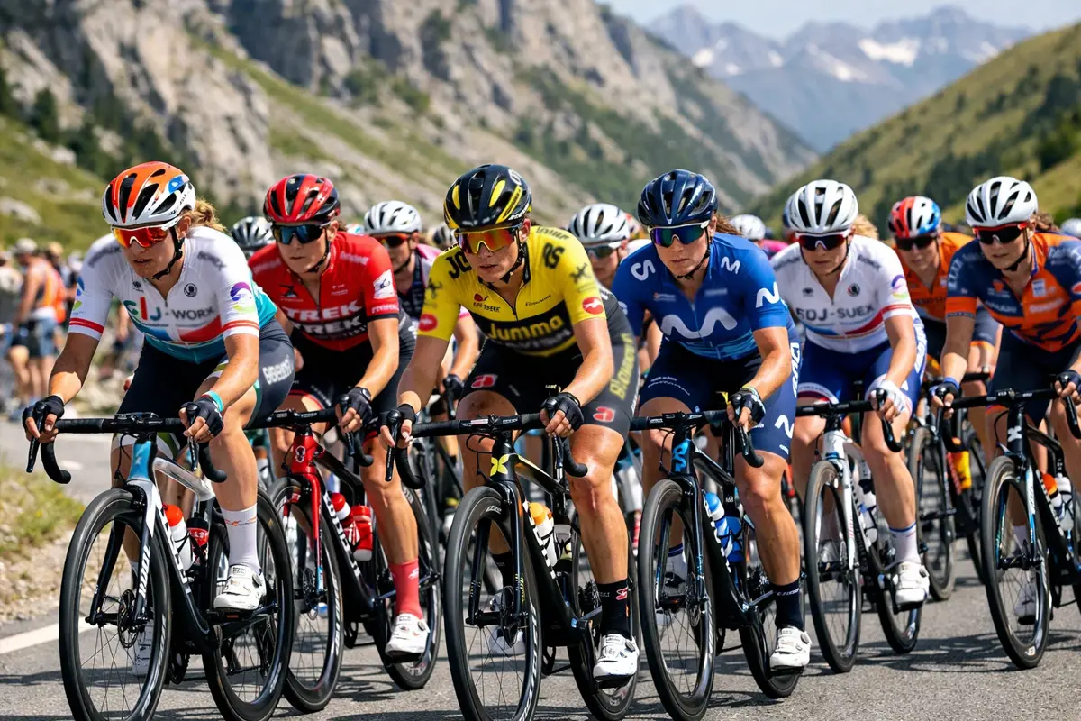 Vrouwenpeloton in actie tijdens een professionele wielerwedstrijd